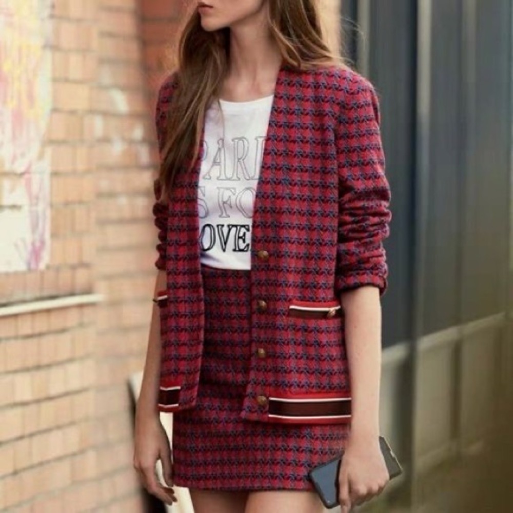 Sandro Sheni Tweed Jacket Skirt set